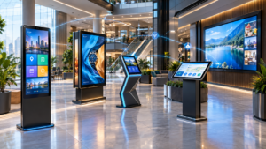 Smart display solutions with interactive kiosks, advertisement kiosks and digital signage